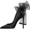 imageFSJ Women Sexy Prom Pointy Toe High Heel Stiletto Pumps Closed Toe Slip On Swallow Tailed Dress Party Shoes 415 USBlack Bowknot