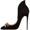 imageFSJ Women Sexy Prom Pointy Toe High Heel Stiletto Pumps Closed Toe Slip On Swallow Tailed Dress Party Shoes 415 USBlack Chain 1