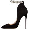 imageFSJ Women Sexy Prom Pointy Toe High Heel Stiletto Pumps Closed Toe Slip On Swallow Tailed Dress Party Shoes 415 USBlack Chain