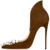 imageFSJ Women Sexy Prom Pointy Toe High Heel Stiletto Pumps Closed Toe Slip On Swallow Tailed Dress Party Shoes 415 USBrown Pearls