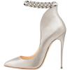 imageFSJ Women Sexy Prom Pointy Toe High Heel Stiletto Pumps Closed Toe Slip On Swallow Tailed Dress Party Shoes 415 USSilver Chain