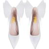 imageFSJ Women Sexy Prom Pointy Toe High Heel Stiletto Pumps Closed Toe Slip On Swallow Tailed Dress Party Shoes 415 USWhite Bowknot