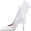 imageFSJ Women Sexy Prom Pointy Toe High Heel Stiletto Pumps Closed Toe Slip On Swallow Tailed Dress Party Shoes 415 USWhite Bowknot