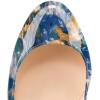 imageFSJ Women Stylish Closed Toe Rhinestone Emerald Chunky High Heel Pumps Rivets Slip on Party Evening Business Shoes Size 415 USBlue Floral