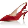 imageFSJ Women Dressy Pointed Toe Pumps Kitten Heel Slingback with Buckle Jeans Ladies Shoes Size 415 USRedsuede