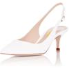 imageFSJ Women Dressy Pointed Toe Pumps Kitten Heel Slingback with Buckle Jeans Ladies Shoes Size 415 USWhite