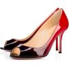 imageFSJ Women Flattering Peep Toe Party Dress Shoes Glossy Patent Stiletto High Heel Pumps Size 415 USRedgradient