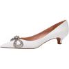 imageFSJ Women Graceful Shiny Bowknot Pointed Toe Flats Low Heel Slip On Casual Daily Walking Ladies Shoes Size 415 USWhite