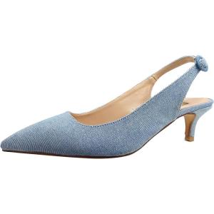 imageFSJ Women Dressy Pointed Toe Pumps Kitten Heel Slingback with Buckle Jeans Ladies Shoes Size 415 USBluejeans