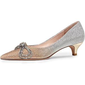 imageFSJ Women Graceful Shiny Bowknot Pointed Toe Flats Low Heel Slip On Casual Daily Walking Ladies Shoes Size 415 USGlitter Gradient