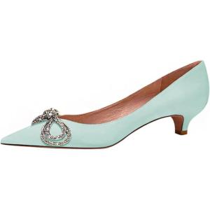 imageFSJ Women Graceful Shiny Bowknot Pointed Toe Flats Low Heel Slip On Casual Daily Walking Ladies Shoes Size 415 USTurquoise