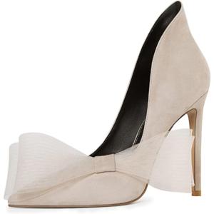 imageFSJ Women Sexy Prom Pointy Toe High Heel Stiletto Pumps Closed Toe Slip On Swallow Tailed Dress Party Shoes 415 USApricot Bows