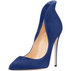 imageFSJ Women Sexy Prom Pointy Toe High Heel Stiletto Pumps Closed Toe Slip On Swallow Tailed Dress Party Shoes 415 USBlue