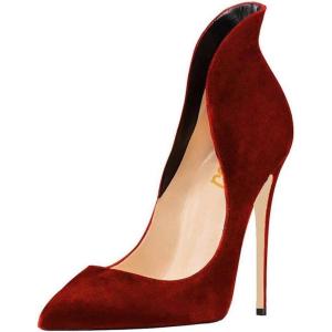 imageFSJ Women Sexy Prom Pointy Toe High Heel Stiletto Pumps Closed Toe Slip On Swallow Tailed Dress Party Shoes 415 USDark Red