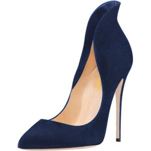 imageFSJ Women Sexy Prom Pointy Toe High Heel Stiletto Pumps Closed Toe Slip On Swallow Tailed Dress Party Shoes 415 USNavy