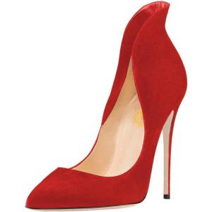 imageFSJ Women Sexy Prom Pointy Toe High Heel Stiletto Pumps Closed Toe Slip On Swallow Tailed Dress Party Shoes 415 USRed