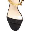 imageFSJ Ankle Strap High Gold Block Heels Slingback Side Flowers Pump Slingback Bow Open Toe Fashion Party Prom Sandal Shoe for Women 415 USBlack