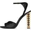imageFSJ Ankle Strap High Gold Block Heels Slingback Side Flowers Pump Slingback Bow Open Toe Fashion Party Prom Sandal Shoe for Women 415 USBlack2