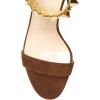 imageFSJ Ankle Strap High Gold Block Heels Slingback Side Flowers Pump Slingback Bow Open Toe Fashion Party Prom Sandal Shoe for Women 415 USBrown