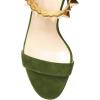 imageFSJ Ankle Strap High Gold Block Heels Slingback Side Flowers Pump Slingback Bow Open Toe Fashion Party Prom Sandal Shoe for Women 415 USGreen