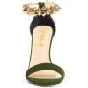 imageFSJ Ankle Strap High Gold Block Heels Slingback Side Flowers Pump Slingback Bow Open Toe Fashion Party Prom Sandal Shoe for Women 415 USGreen