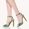 imageFSJ Ankle Strap High Gold Block Heels Slingback Side Flowers Pump Slingback Bow Open Toe Fashion Party Prom Sandal Shoe for Women 415 USGreen Crystal