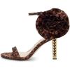 imageFSJ Ankle Strap High Gold Block Heels Slingback Side Flowers Pump Slingback Bow Open Toe Fashion Party Prom Sandal Shoe for Women 415 USLeopard