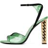 imageFSJ Ankle Strap High Gold Block Heels Slingback Side Flowers Pump Slingback Bow Open Toe Fashion Party Prom Sandal Shoe for Women 415 USLight Green