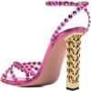 imageFSJ Ankle Strap High Gold Block Heels Slingback Side Flowers Pump Slingback Bow Open Toe Fashion Party Prom Sandal Shoe for Women 415 USOrchid