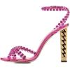 imageFSJ Ankle Strap High Gold Block Heels Slingback Side Flowers Pump Slingback Bow Open Toe Fashion Party Prom Sandal Shoe for Women 415 USOrchid
