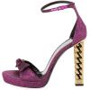 imageFSJ Ankle Strap High Gold Block Heels Slingback Side Flowers Pump Slingback Bow Open Toe Fashion Party Prom Sandal Shoe for Women 415 USPink Glitter