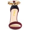 imageFSJ Ankle Strap High Gold Block Heels Slingback Side Flowers Pump Slingback Bow Open Toe Fashion Party Prom Sandal Shoe for Women 415 USRed