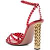 imageFSJ Ankle Strap High Gold Block Heels Slingback Side Flowers Pump Slingback Bow Open Toe Fashion Party Prom Sandal Shoe for Women 415 USRed Crystal