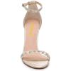 imageFSJ Ankle Strap High Gold Block Heels Slingback Side Flowers Pump Slingback Bow Open Toe Fashion Party Prom Sandal Shoe for Women 415 USSilver