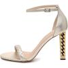 imageFSJ Ankle Strap High Gold Block Heels Slingback Side Flowers Pump Slingback Bow Open Toe Fashion Party Prom Sandal Shoe for Women 415 USSilver