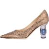 imageFSJ Women Bridal Pointed Toe Mid Low Heels Crystal Pumps Slip on Comfort Wedding Glitter ShoesBrown