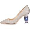 imageFSJ Women Bridal Pointed Toe Mid Low Heels Crystal Pumps Slip on Comfort Wedding Glitter ShoesMoccasion