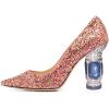 imageFSJ Women Bridal Pointed Toe Mid Low Heels Crystal Pumps Slip on Comfort Wedding Glitter ShoesMulti