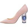 imageFSJ Women Bridal Pointed Toe Mid Low Heels Crystal Pumps Slip on Comfort Wedding Glitter ShoesPink