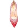 imageFSJ Women Bridal Pointed Toe Mid Low Heels Crystal Pumps Slip on Comfort Wedding Glitter ShoesRed