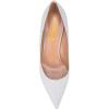 imageFSJ Women Bridal Pointed Toe Mid Low Heels Crystal Pumps Slip on Comfort Wedding Glitter ShoesWhite