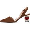 imageFSJ Women Fashion Low Kitten Heels Pumps Pointed Toe Slingback Sandals Comfy Wedding Party Sexy Dress Shoes Size 415 USBrown Crystal