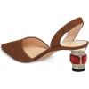 imageFSJ Women Fashion Low Kitten Heels Pumps Pointed Toe Slingback Sandals Comfy Wedding Party Sexy Dress Shoes Size 415 USBrown Crystal
