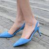 imageFSJ Women Fashion Low Kitten Heels Pumps Pointed Toe Slingback Sandals Comfy Wedding Party Sexy Dress Shoes Size 415 USDeepskyblue