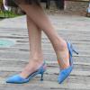 imageFSJ Women Fashion Low Kitten Heels Pumps Pointed Toe Slingback Sandals Comfy Wedding Party Sexy Dress Shoes Size 415 USDeepskyblue