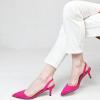 imageFSJ Women Fashion Low Kitten Heels Pumps Pointed Toe Slingback Sandals Comfy Wedding Party Sexy Dress Shoes Size 415 USHot Pink