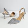 imageFSJ Women Fashion Low Kitten Heels Pumps Pointed Toe Slingback Sandals Comfy Wedding Party Sexy Dress Shoes Size 415 USSilver