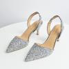 imageFSJ Women Fashion Low Kitten Heels Pumps Pointed Toe Slingback Sandals Comfy Wedding Party Sexy Dress Shoes Size 415 USSilver