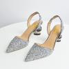 imageFSJ Women Fashion Low Kitten Heels Pumps Pointed Toe Slingback Sandals Comfy Wedding Party Sexy Dress Shoes Size 415 USSilver Glitter Crystal
