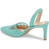 imageFSJ Women Fashion Low Kitten Heels Pumps Pointed Toe Slingback Sandals Comfy Wedding Party Sexy Dress Shoes Size 415 USTurquoise